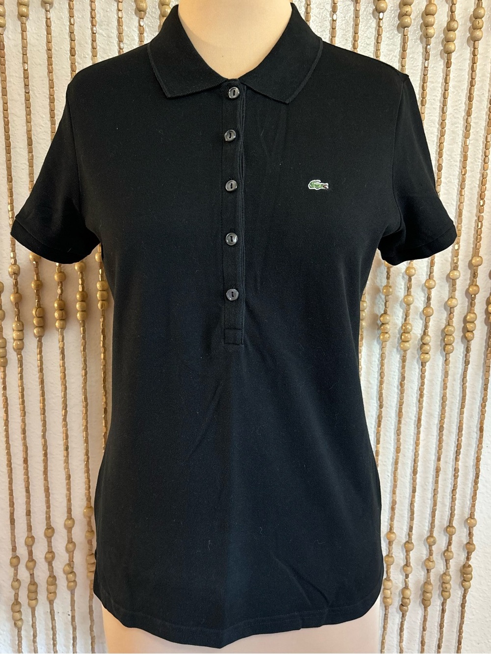 Lacoste Black Collared Short Sleeve Preppy Classic Polo